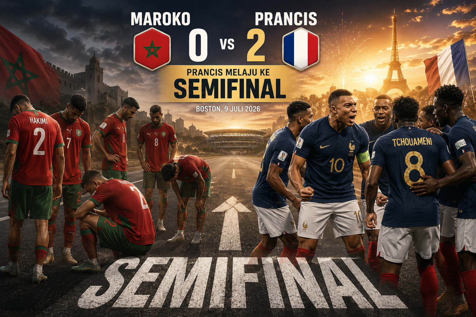 Prancis Melaju ke Semifinal, Maroko Kehabisan Jawaban di Boston